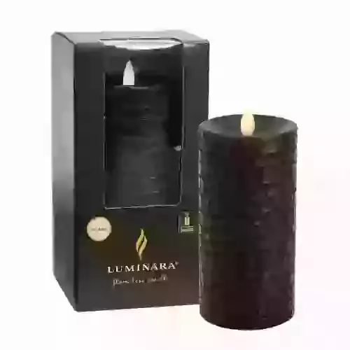 Black Crocodile Embossed Pillar Candle 15 cm